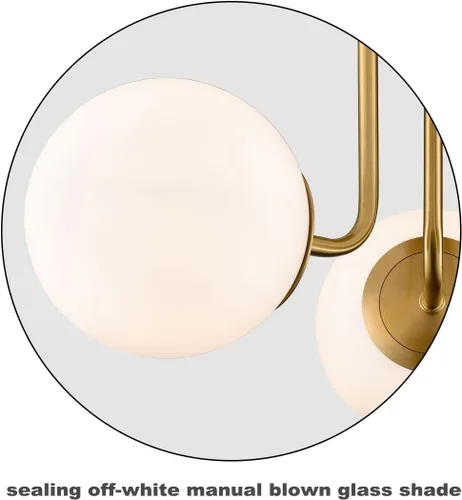 Vista 13 de Lámpara de techo semiempotrada moderna de metal negro de 3 luces con pantalla de vidrio de globo blanco, lámpara de montaje en techo para pasillo