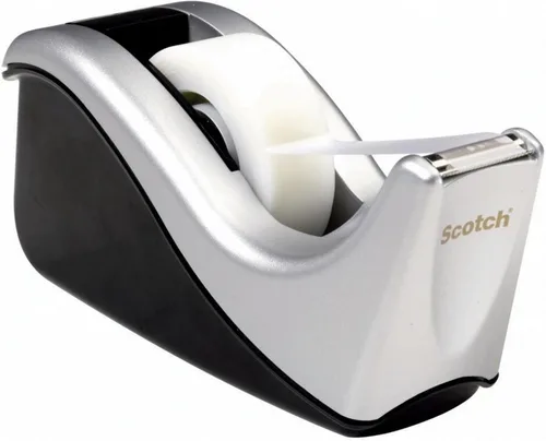 Scotch Dispensador de cinta adhesiva para escritorio Silvertech de dos tonos (C60-ST)