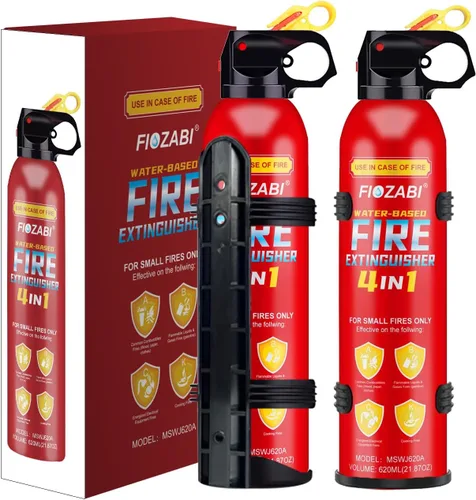 Paquete de 2 extintores de incendios portátiles 4 en 1 con soporte para la casa/coche/cocina/garaje/hogar, extintores de incendios a base de agua