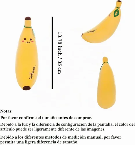 Vista 5 de zhidiloveyou Banana Plush Pillow Stuffed Banana Plush Cute Fruit Toy 13.7" Peluche para niños