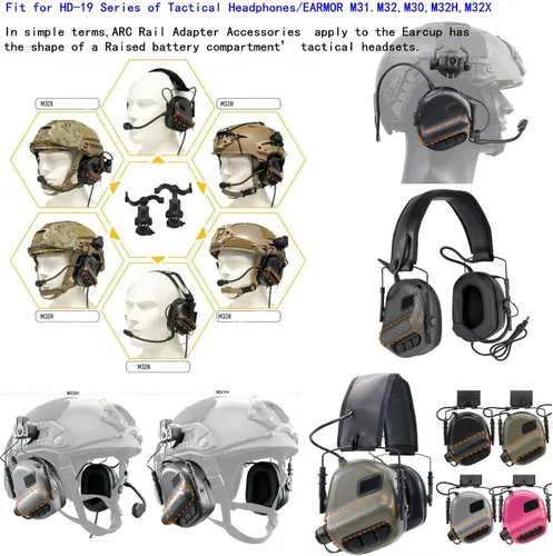 Vista 5 de Accesorios de adaptador de riel ARC de rotación de ángulo múltiple para auriculares tácticos