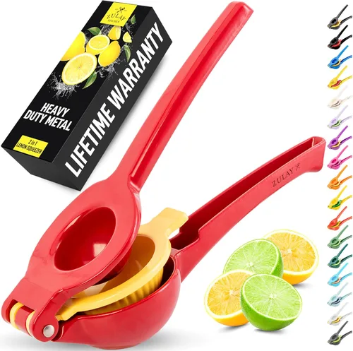 Vista 12 de Zulay Kitchen Exprimidor de Limón 2 en 1 de Metal - Exprimidor de Mano Resistente de Máxima Extracción que Obtiene Hasta la Última Gota - Exprimidor