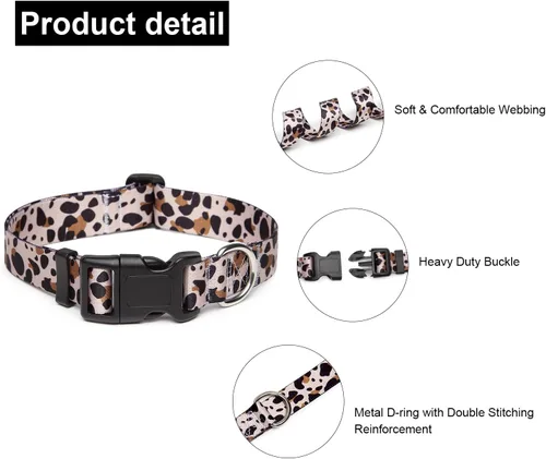 Vista 33 de Mercano - Collar ajustable para perro, patrones de diseño especial, collar de nailon suave cómodo y duradero para perros pequeños, medianos