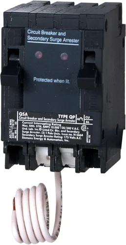 Vista 4 de Siemens QSA2020SPD Protección contra sobretensiones para toda la casa con dos disyuntores de 20 amperios para uso solo en paneles Siemens