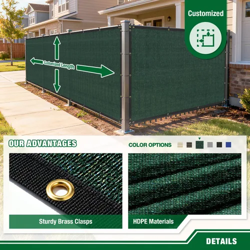 Vista 6 de Malla de Cerca de Privacidad de 4'x50' para Exteriores con 90% de Bloqueo, Cubierta de Cerca de Servicio Pesado, Malla Pantalla Contra Viento, Tela