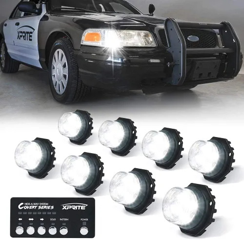 Vista 15 de Xprite Kit de luces estroboscópicas LED ámbar ocultas, 20 patrones intermitentes con panel de control, faros, luces traseras, luces antiniebla