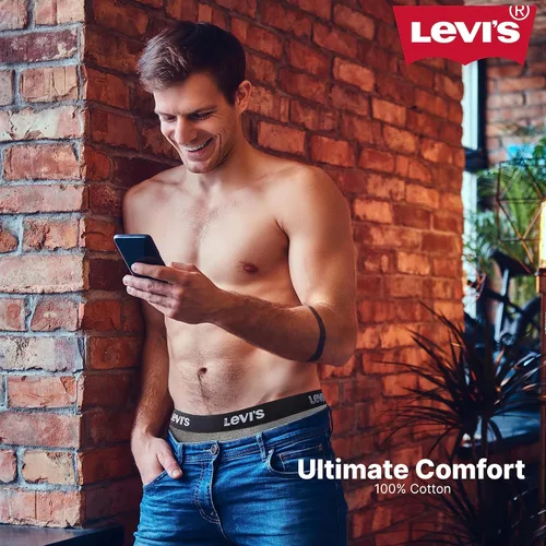 Vista 3 de Levi's Calzoncillos tipo bóxer de algodón transpirable para hombre, paquete de 6