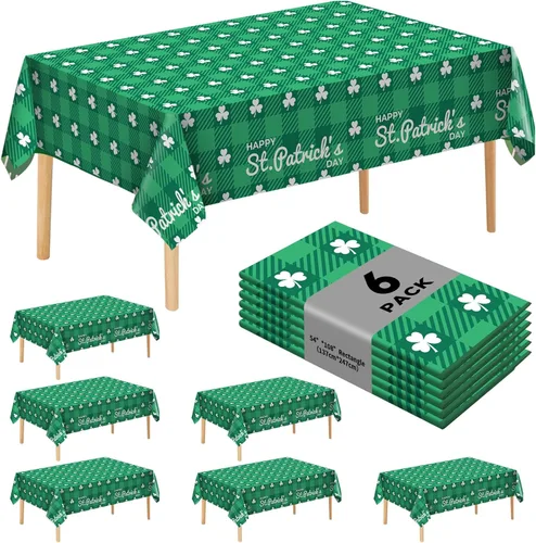 Vista 10 de Paquete de 6 manteles de plástico desechables de alta calidad de 54 x 108 pulgadas, manteles desechables para mesas de 6 a 8 pies, interiores