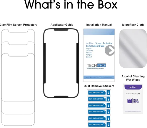 Vista 7 de amFilm Protector de pantalla de vidrio compatible con iPhone 12 Mini de 5.4 pulgadas, 2020, con bandeja de fácil instalación, vidrio templado
