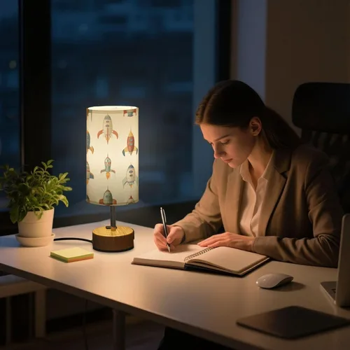 Vista 7 de Rocketships Retro Dimmable Bedside Touch Lamps with Charging Ports for Living Room Bedroom Nightstand Office Desk, Light Bulb Included