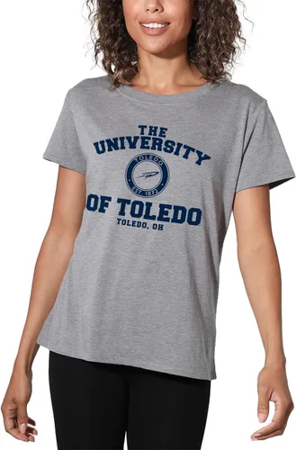 Vista 198 de Colección oficial de camisetas sueltas con logotipo de círculo envejecido universitario para mujer, jaspeado atlético