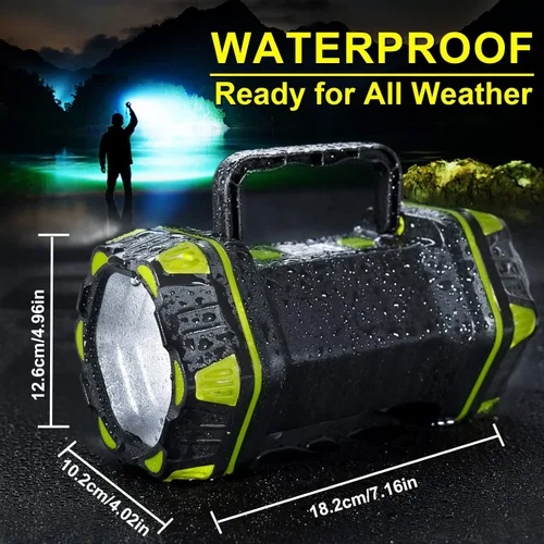 Vista 5 de Linterna LED para camping, linterna recargable, portátil, súper brillante, luz de emergencia al aire libre, lámpara de búsqueda impermeable