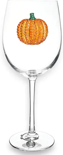 THE QUEENS' JEWELS Copa de vino con tallo con joyas de calabaza, 21 onzas, regalo único para mujeres, cumpleaños, lindo, divertido, sin pintar
