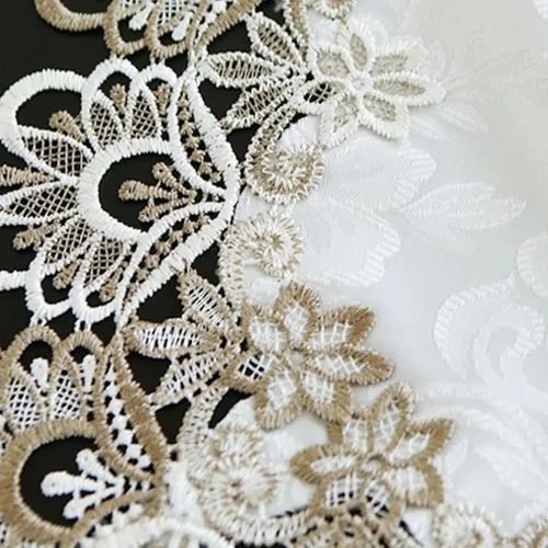 Vista 4 de Sandweek Camino de mesa de macramé para fiesta, camino de mesa de 70 pulgadas, encaje floral, rectangular, bufanda, decoración de mesa de boda