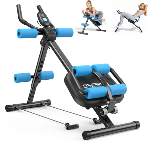 EPHESPORT Multifunctional Ab Machine, Crunch & Sit-Up Core Trainer, Adjustable Ab Trainer with Knee & Back Support, Foldable, Full Body Workout