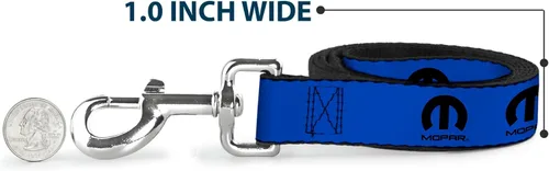 Vista 5 de Mopar Pet Leash, Dog Leash, Mopar Logo Repeat Blue Black, 4 Feet Long 1.0 Inch Wide