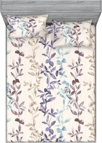 Vista 25 de Ambesonne Floral Fitted Sheet & Pillow Sham Set, Surreal Art Abstract Style Daisy Ornament with Dreamy Vibe Symmetric Print, Decorative Printed 3