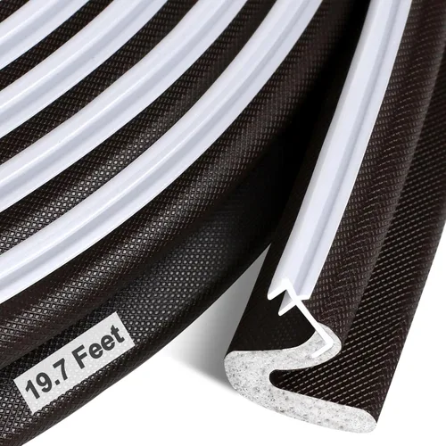 Vista 10 de Cinta de sellado Kerf extra larga para puertas con burlete para espacios grandes y fácil instalación (5.99 m, negro)