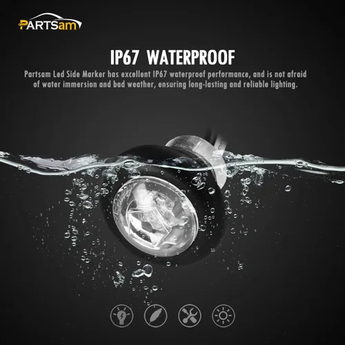 Vista 6 de Partsam - 10 piezas de luces LED de 3/4 pulg. ámbares para lado, luces de señalización aprobadas por DOT con lente transparente, luces tipo bala