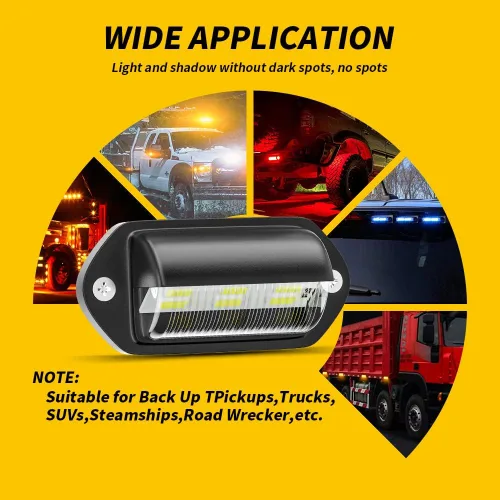 Vista 4 de JEDEW Paquete de 2 luces de matrícula, 12 V 6-SMD LED para matrícula, luz trasera para camión, SUV, remolque, furgoneta, luces de cortesía, luces