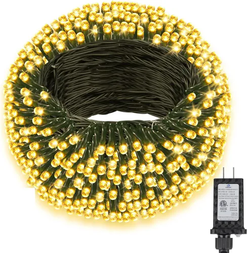 Vista 10 de Tira de 200 luces LED de Navidad de 66 pies con temporizador, cadena de luces parpadeantes con 8 modos intermitentes para interiores, dormitorio