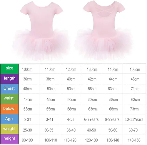 Vista 3 de Bezioner Girls Cotton Ballet Dance Dress Cute Tutu Skirted Leotard Short Sleeve