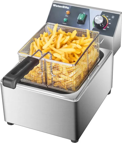 WaterElfo Freidora Profunda con Canasta 9L/9.5QT Uso Doméstico Freidora Profunda Pequeña 1800W Freidoras Comerciales para Cocinas y Comedores con