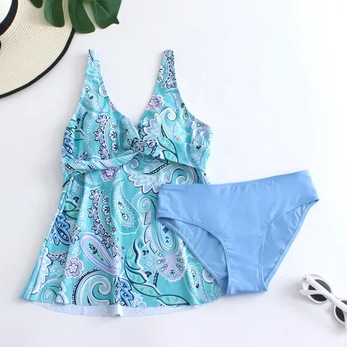 Vista 2 de Women's Sexy Slim Fit Bathing Suit Printed Sling Split Bikini Plus Size Swimsuit Casual Swimwear (Two Piece)