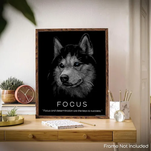 Vista 4 de Inspirational Wall Art Co. - Focus - Wolf Hustle Focus Success Motivational Quotes Posters - Print Home Gift Office Business Bedroom Decor - 11X14