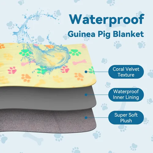 Vista 3 de YUEPET Paquete de 3 mantas impermeables de conejillo de indias, lavables para animales pequeños, forro polar suave para mascotas, cobayas, ropa