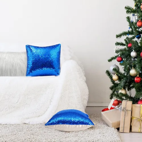 Vista 3 de Irenare 4 fundas de almohada esponjosas y de lentejuelas para invierno, fundas de cojín suaves para sofá, cama, sofá o Navidad