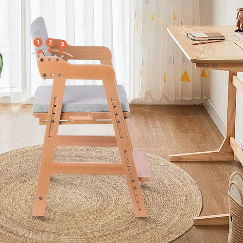 Vista 3 de Ezebaby Silla alta de madera para niños pequeños a adolescentes, silla de aprendizaje ajustable para niños con escalones, asientos para niños
