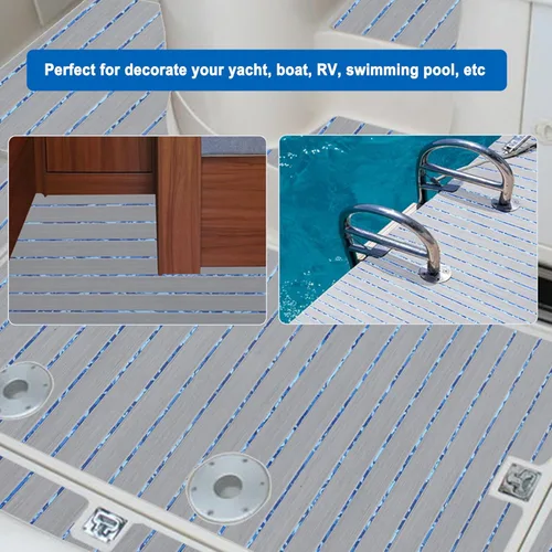 Vista 5 de HZshark Piso de lancha de espuma EVA autoadhesiva de 6mm antideslizante, alfombra marina de teca para lancha, almohadilla de cubierta de espuma