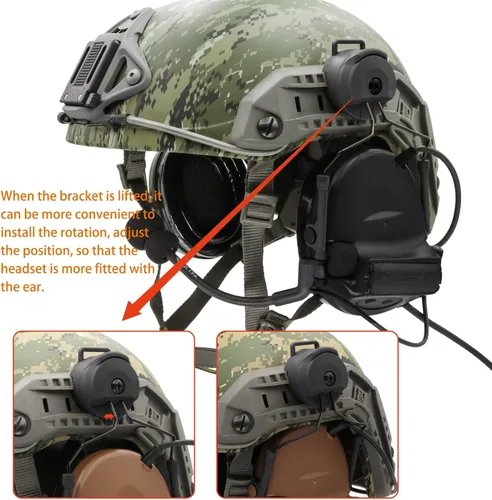 Vista 6 de COMTA 2 auriculares tácticos con U94 PTT 2pines, para airsoft, caza, al aire libre, auriculares con cancelación de ruido