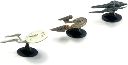 Generic Star Trek Starship Colección de 3 unidades: U.S.S. Enterprise NCC-1701 / U.S.S. Franklin/Swarm Ship réplicas con pedestales/soportes de 3