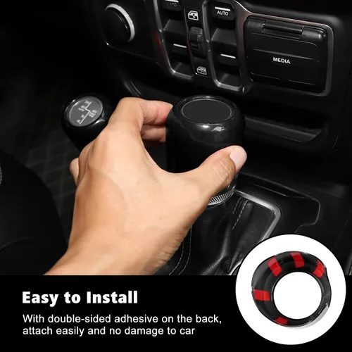 Vista 6 de RT-TCZ Cubierta de la perilla de la palanca de cambios, cubierta del freno de mano, modo de conducción, accesorios interiores decorativos para Jeep