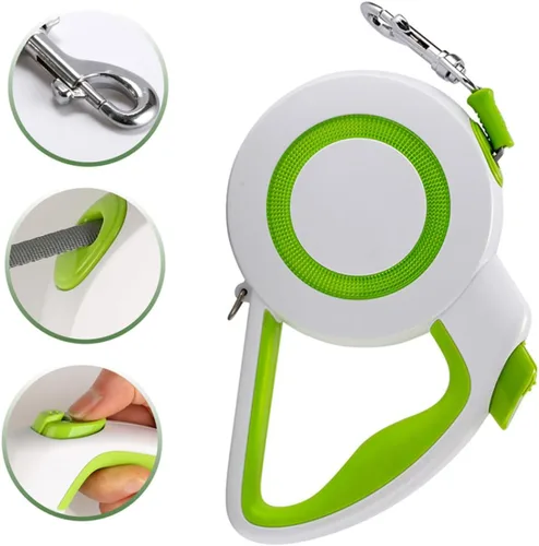 Vista 8 de Luxshiny Correa retráctil automática para perros, cuerda duradera para caminar al aire libre para perros y gatos, portátil, con una sola mano