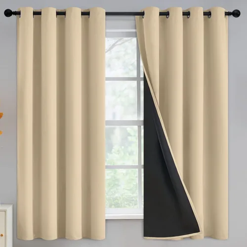 Vista 154 de Yakamok Cortinas 100% opacas para dormitorio, 2 paneles, cortinas de ventana completamente opacas, paneles de ventana con aislamiento térmico