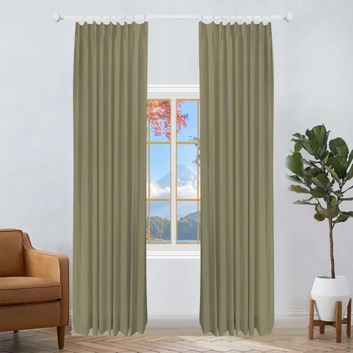 Vista 8 de Cortinas plisadas de lino con forro para oscurecer la sala de estar, dormitorio, puerta de patio (1 panel), 34 pulgadas de ancho x 84 pulgadas