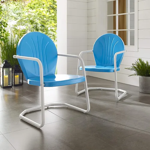Vista 5 de Crosley Furniture CO1001A-AQ Griffith - Silla retro de exterior, de metal
