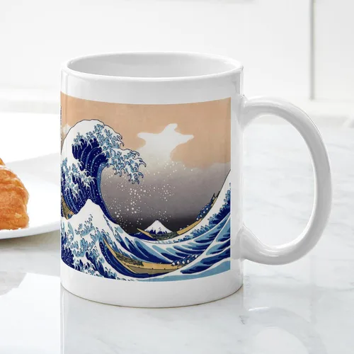 Vista 3 de CafePress The Great Wave Off Kanagawa - Taza de café de cerámica, taza de té de 11 onzas Blanco