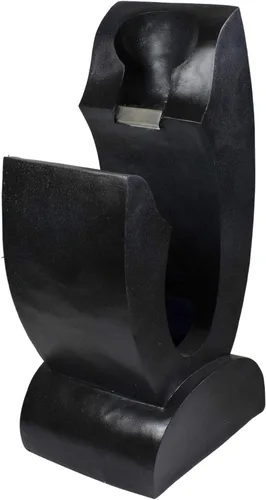 Vista 5 de Fuente de agua moderna iluminada para jardín al aire libre -31.5 pulgadas, color negro y azul