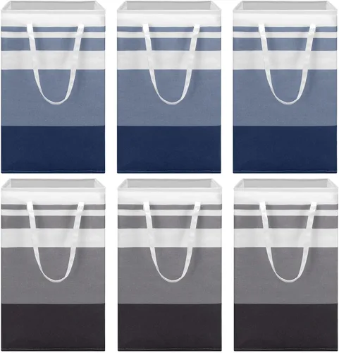 Vista 9 de Foaincore Cesta organizadora de ropa sucia, 6 unidades, 75 L, bolsa grande para lavandería, a granel, impermeable, plegable, con asas