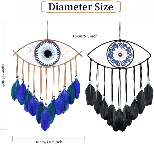 Vista 5 de Holmgren 2 atrapasueños de mal de ojo, decoración hecha a mano contra el mal de ojo para pared, decoración de apartamentos, amuleto de buena suerte