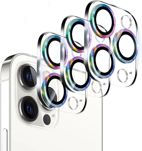 Vista 10 de Pack de 3. Protector de lente de cámara Dengduoduo para iPhone 11 y iPhone 12 Mini, Glitter Bling Sparkle Ultra HD, vidrio templado, dureza 9H