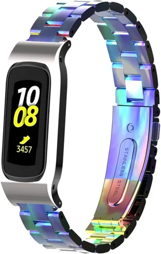 Vista 22 de Correa de reloj de metal compatible con Samsung Galaxy Fit2 SM-R220 de acero inoxidable con marco protector de caja de repuesto para Fit 2 SM-R220