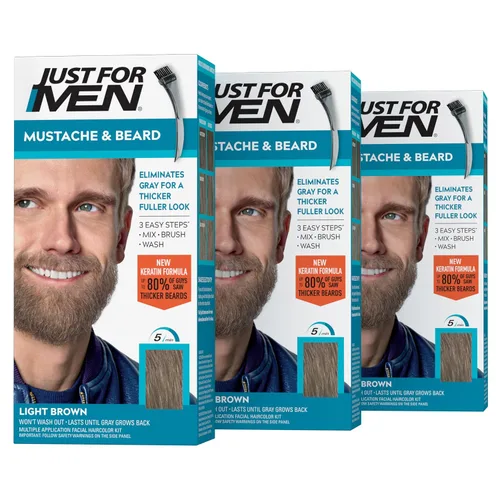 Vista 15 de Just For Men - Tinte para bigote y barba, coloración de barba para cabello gris con cepillo, con queratina, biotina, aloe vera y aceite de coco