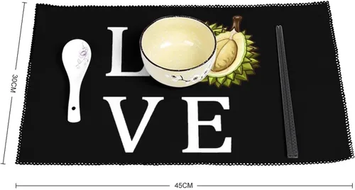 Vista 2 de I Love Durian Placemats Set of 6 Resistant Table Mats Washable Place Mats for Dinner Party Table Decoration