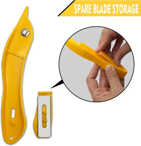 Vista 4 de XW Cuchillo enrollable resistente para alfombras y cuchillo ligero para alfombra, 15 cuchillas adicionales incluidas, paquete de 2