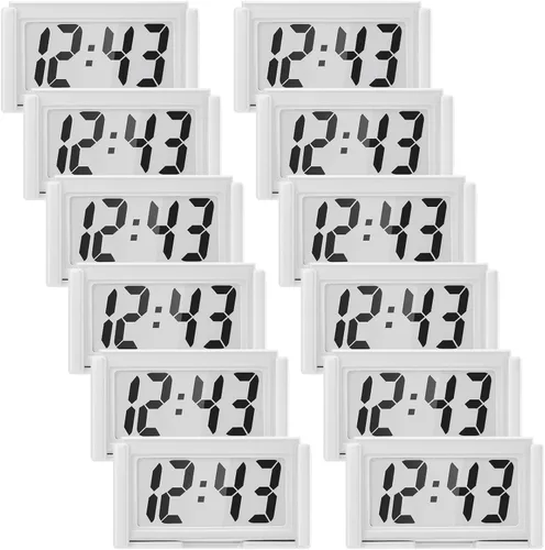 Vista 12 de Frienda 3 piezas Mini reloj digital pequeño reloj digital Stick en soporte autoadhesivo a batería para tablero de instrumentos de coche refrigerador